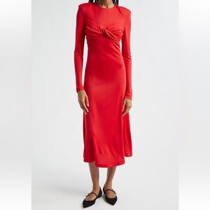FARM RIO Red Twisted Cup Midi Dress Size Large NWT